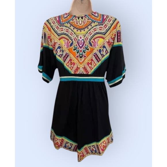 TRINA TURK Women's Nepal Black & Tropical Colors Swim Cover up Dress 6 8 Tunic - Picture 11 of 12